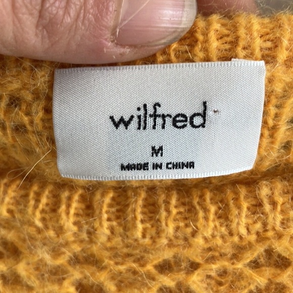 Aritzia Wilfred Katerina pullover sweater yellow size Medium alpaca puff sleeve - Picture 6 of 8